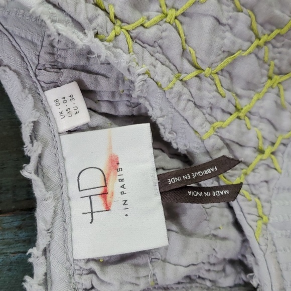 HD in PARIS for Anthropologie Sun Stitched Embroidered Peplum Tank - Size 4 - Picture 4 of 7